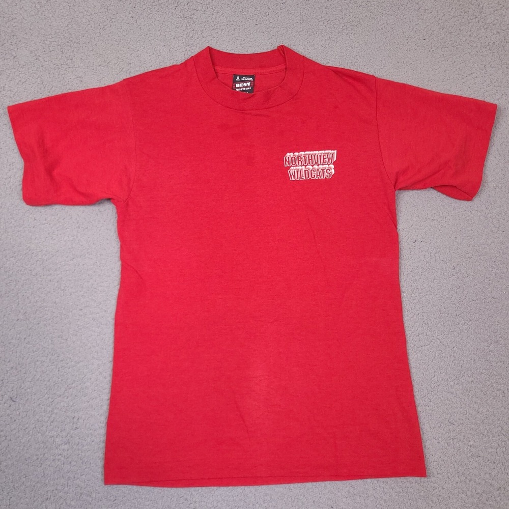 Vintage Northview Wildcats T-Shirt Youth Small Red Single Stitch BEST USA Made